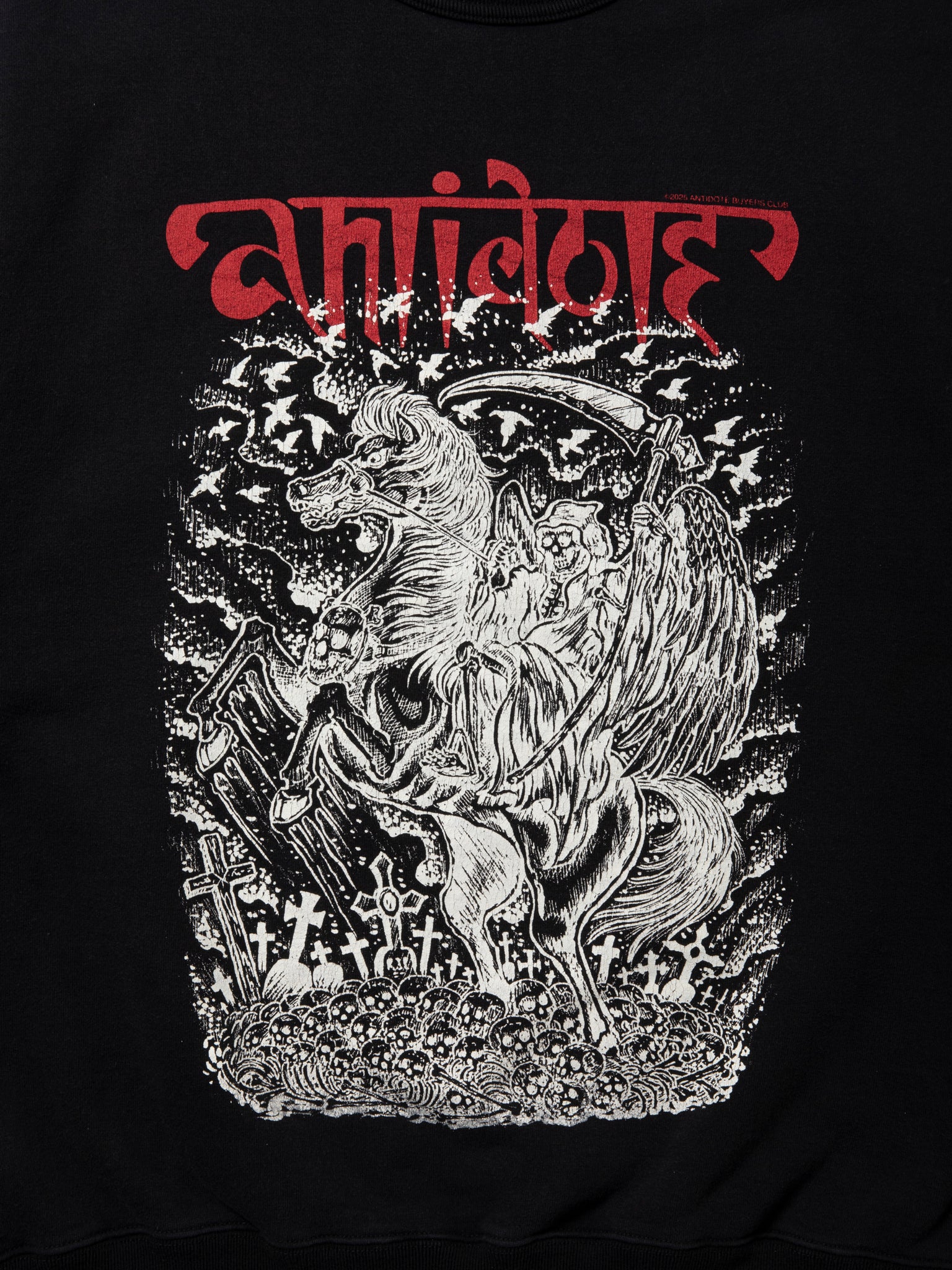 Fade Wash Crewneck Sweatshirt(Grim Reaper)