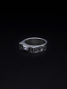 Engraved Octagon Cutstone Ring