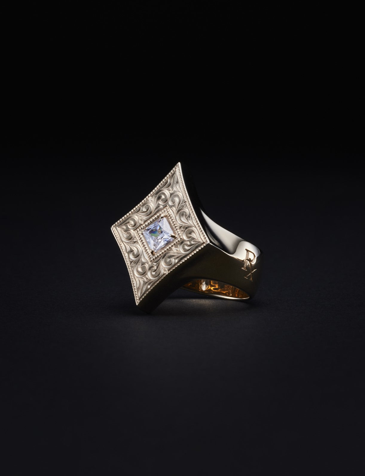 Engraved Diamond Ring