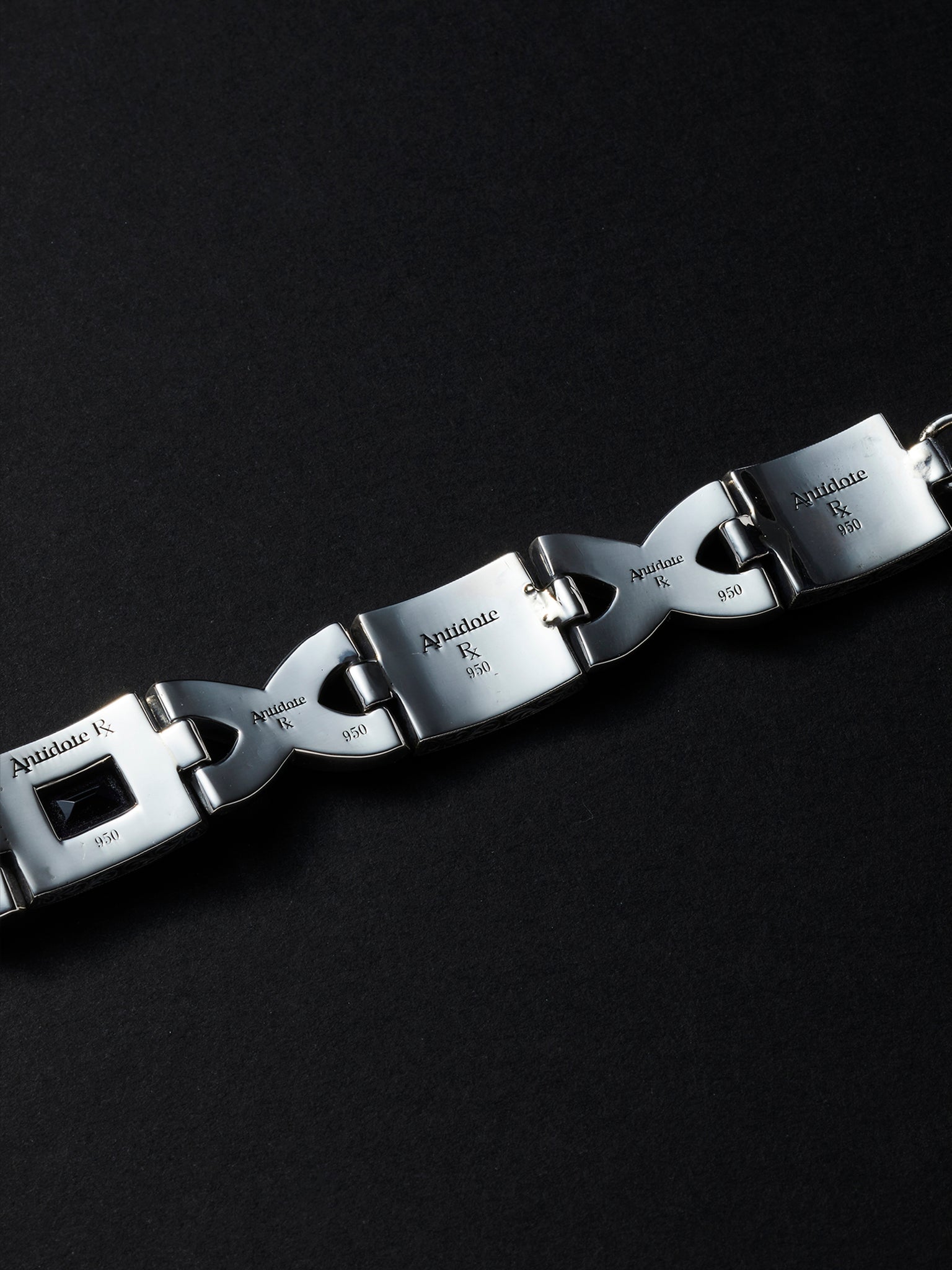 Engraved Gemstone Link Bracelet